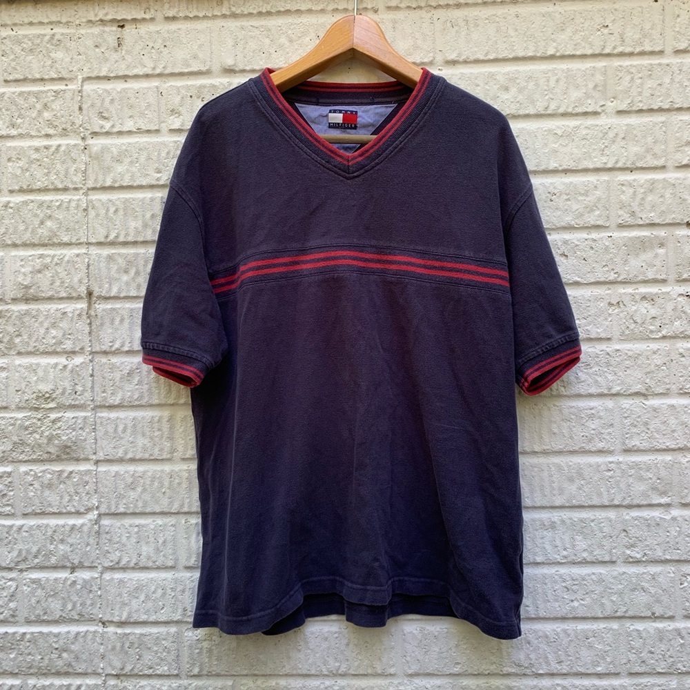 Vintage 1990s Tommy Hilfiger Flag Striped T Shirt
